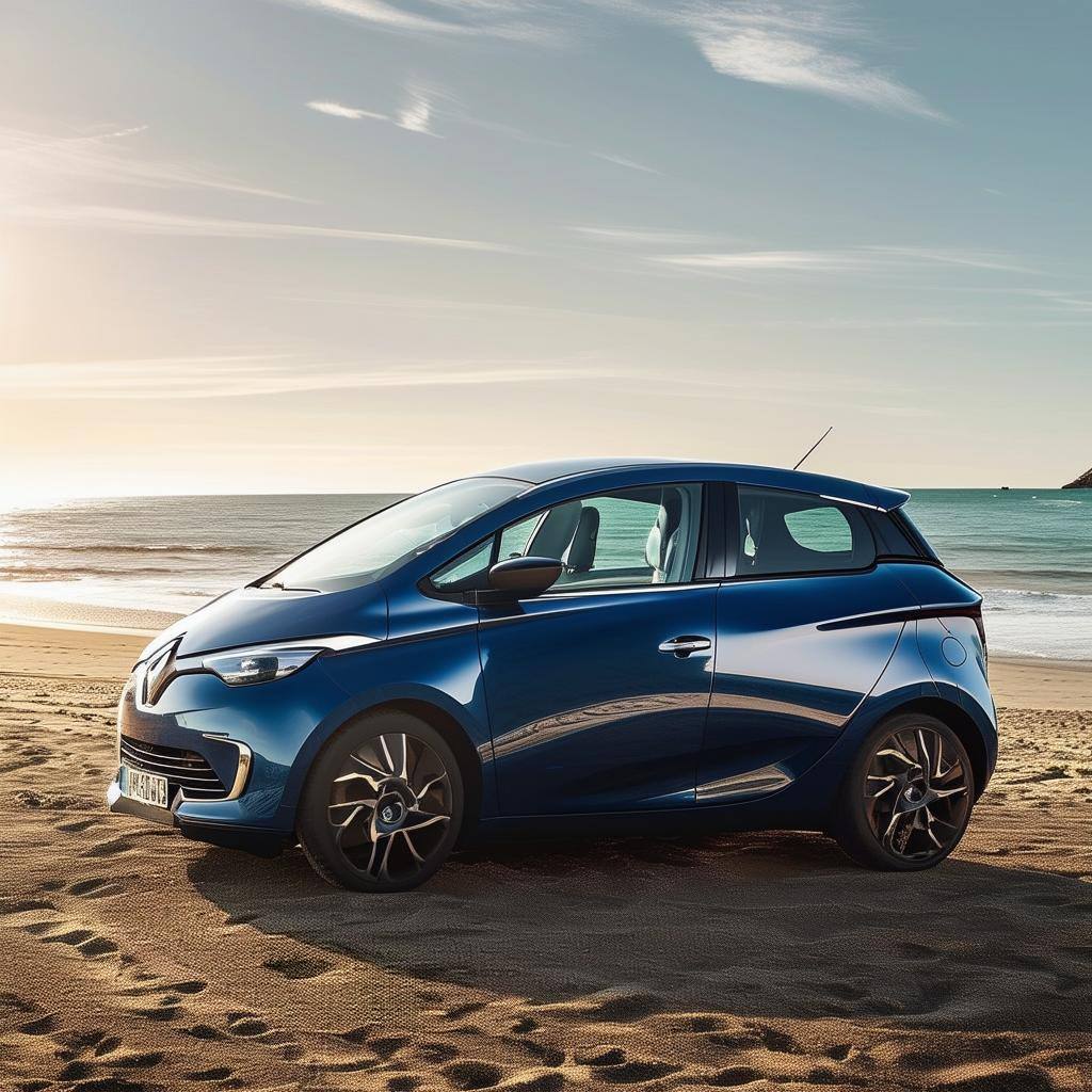 Renault Zoe UK Side photo with beach in background