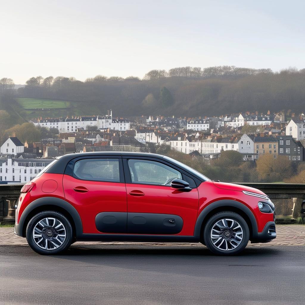 citroen c3 UK side view with town background