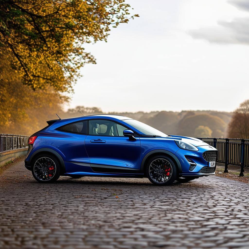 ford puma UK side view on bridge