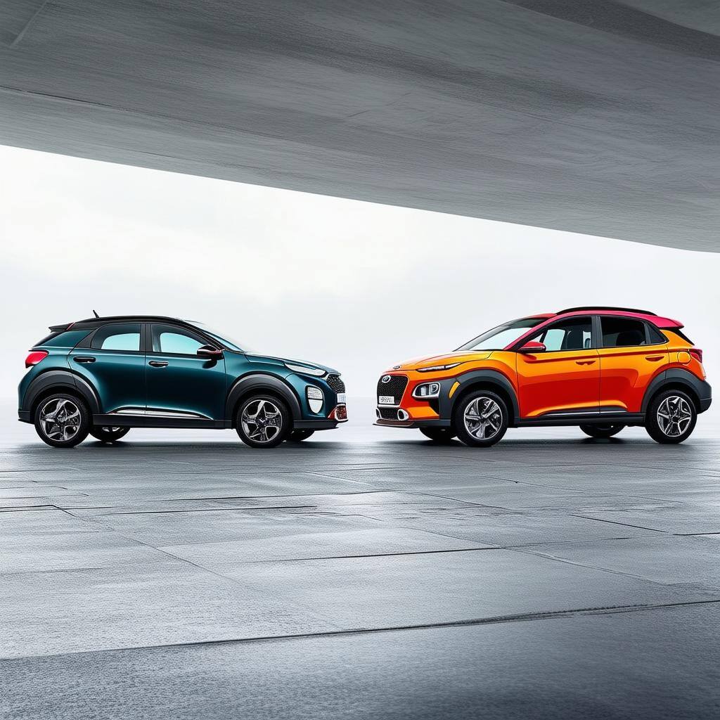 kia stonic and hyundai kona uk side view