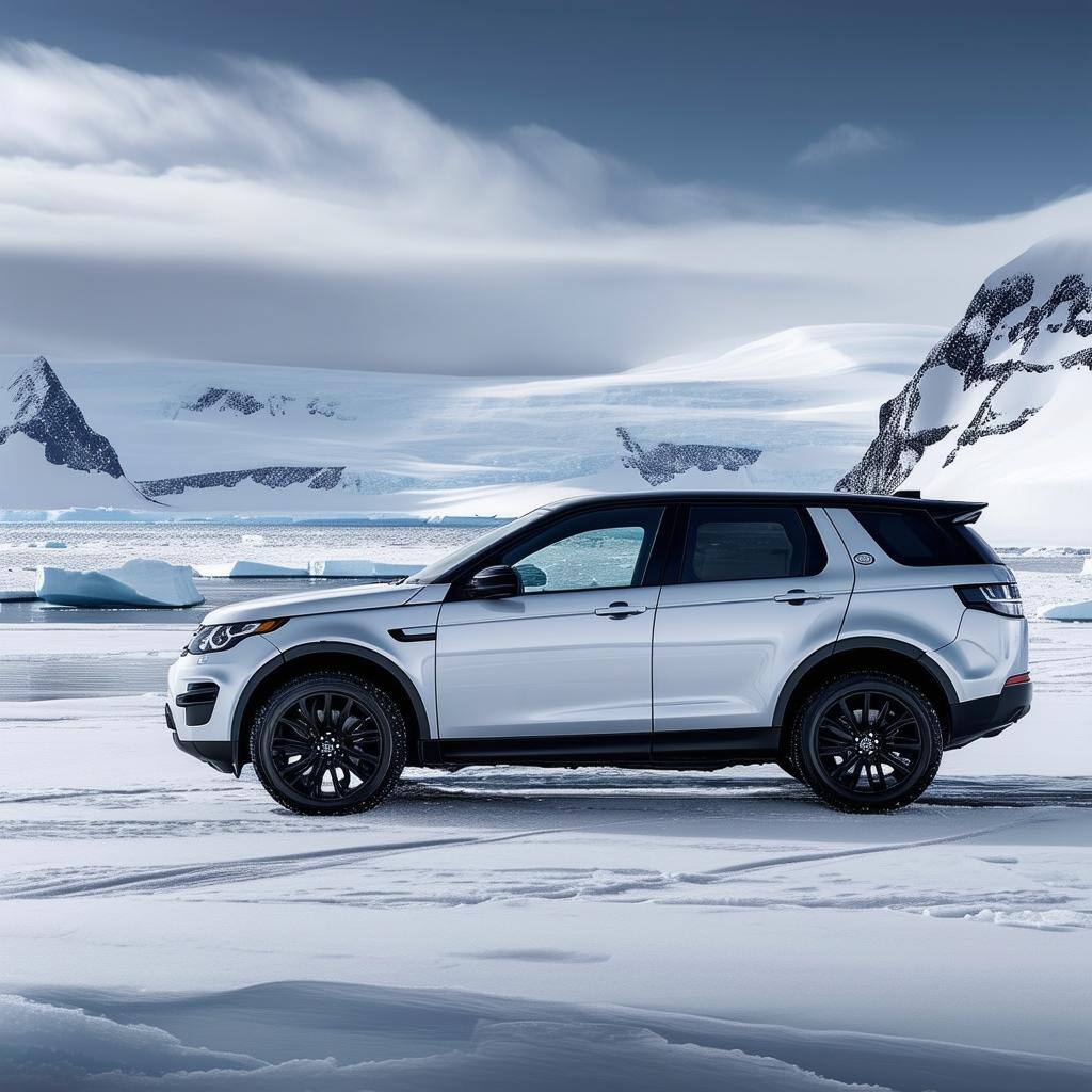 landrover discovery sport UK side view antarctic background