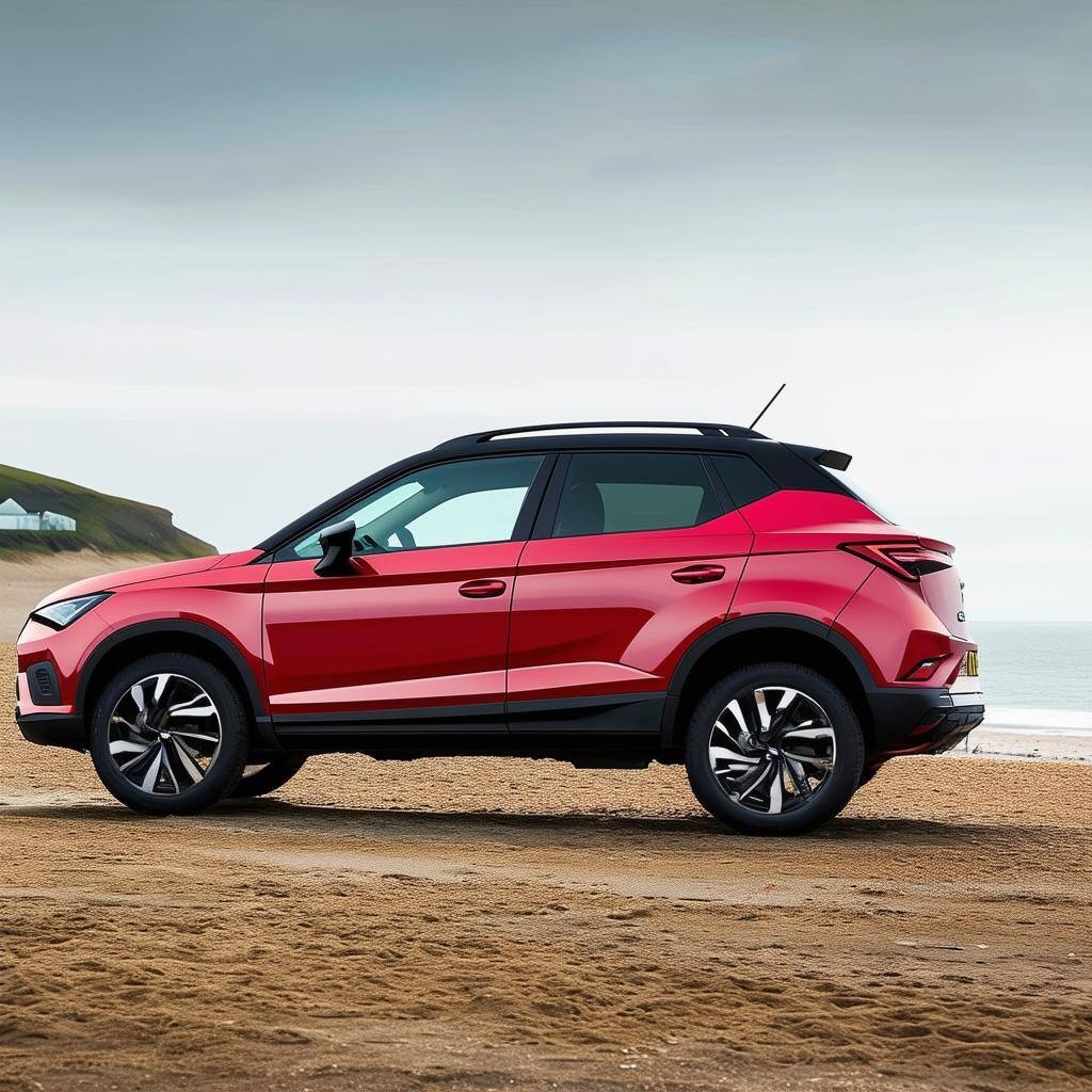 seat arona UK side view beach background